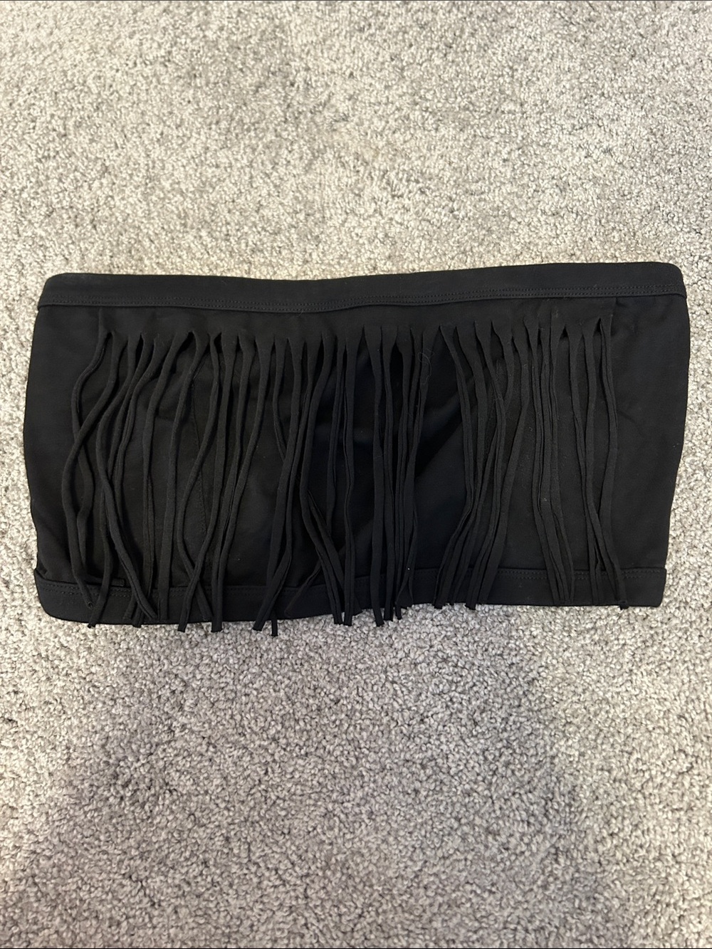 Black Fringe Bandeau Top